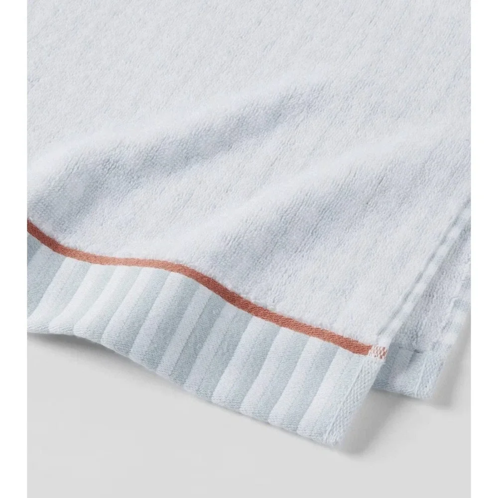 NWT Threshold 2PC 100% Cotton Bath Towel Traditional Gingham Plaid Blue/White‎